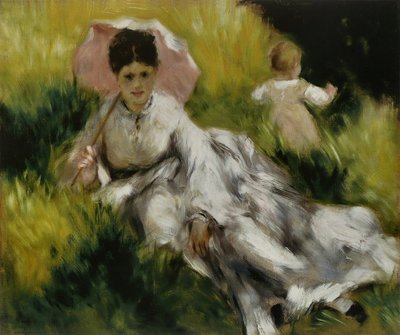 Žena se slunečníkem a dítětem od Pierre Auguste Renoir